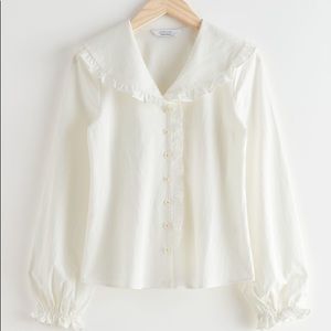 &Other Stories Boxy Button Up Ruffle Blouse